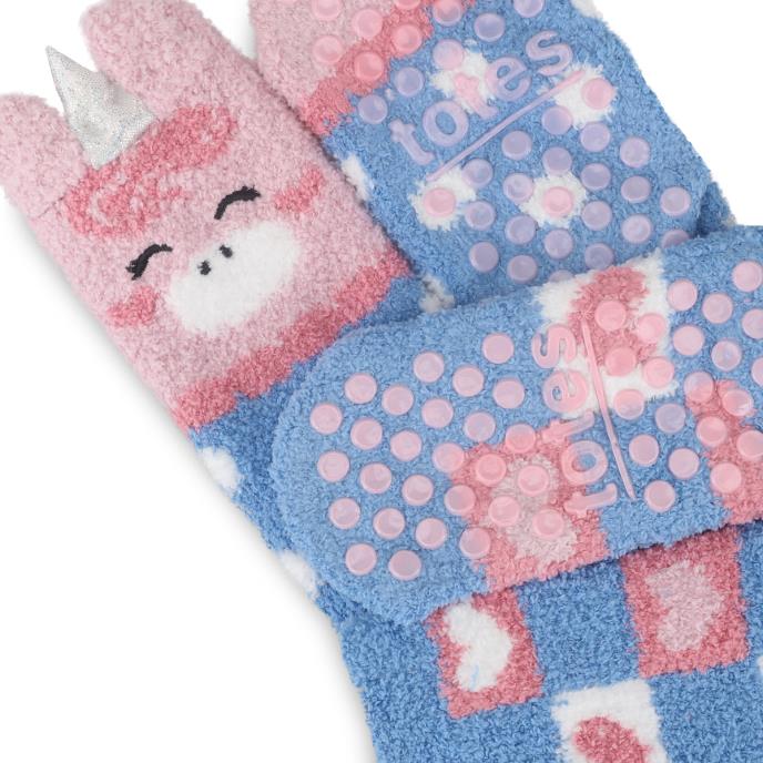 totes toasties® Girls Super Soft Slipper Socks (Twin Pack) Unicorn Extra Image 3